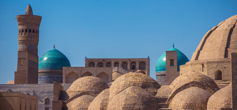 Intersections of main streets of medieval trade Bukhara served a purpose of trade, domed architecture of Bukhara, Uzbekistan (UNESCO World Heritage)