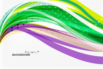 Vector color wave lines with dotted effect on light background