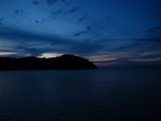 The view of the sea in the evening of Koh Chang from transit boat