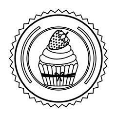 emblem muffin cupcakes icon design, vector illustration