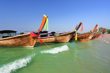  Longtail boats at  Ao Nang beach,  Krabi , Thailand