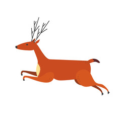 Animal based icon. Wild deer sign. Freehand drawn cartoon style. Creative vintage poster background. Horned reindeer symbol. Decorative vector illustration with elk. Wildlife  retro  banner element