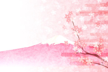 桜　春　富士山　背景