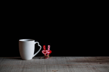 cups on the old wood.