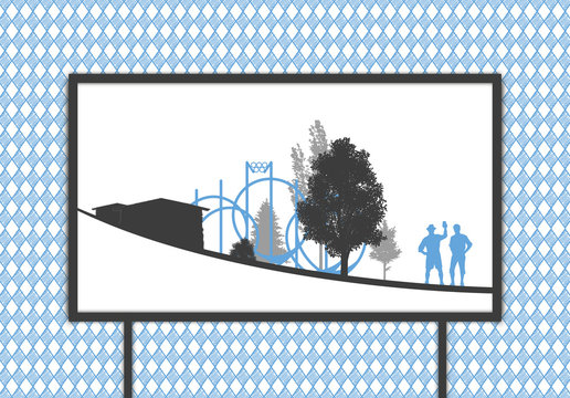 blue roller coaster scene with people clip art preview