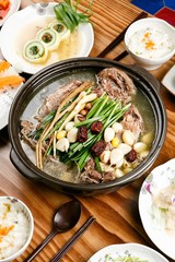 hanbang ori baeksuk. Boiled Duck with Rice and Medicinal Herbs