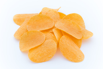 Potato chips on the papric. Eco food.