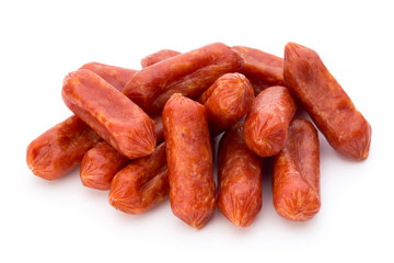 Peperoni or salami, parsley sausage. Isolated on white background.
