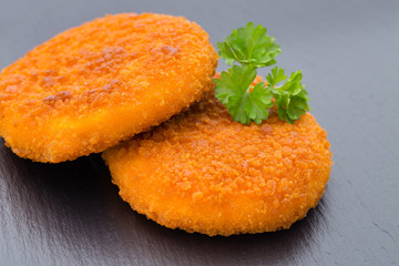 Crispy fried chicken nuggets. Eco food.