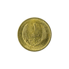 1 libyan millieme coin obverse isolated on white background