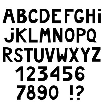 Set of cute letters and numbers isolated on white background.