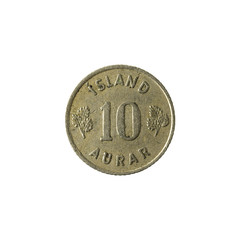 10 icelandic aurar coin (1946) obverse isolated on white background