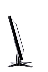 LED monitor computer display of side on white background  hardware  desktop technology isolated
