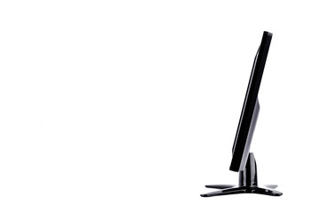 Side of the screen LED monitor computer display on white background  hardware  desktop technology isolated
