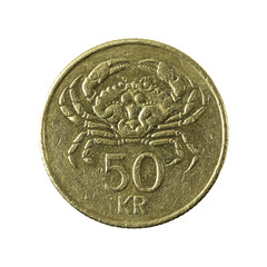 50 icelandic krona coin (2001) obverse isolated on white background