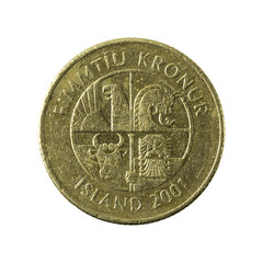 50 icelandic krona coin (2001) reverse isolated on white background