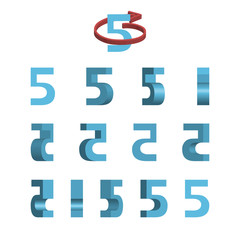 Sheet of sprites. Rotation of cartoon 3d Number 5.