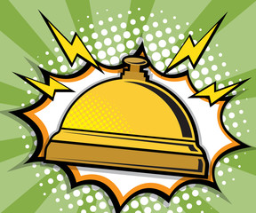 abstract hotel services bell pop art, comic book background