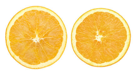 Two orange slice isolated on white