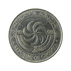 20 georgian tetri coin (1993) reverse isolated on white background