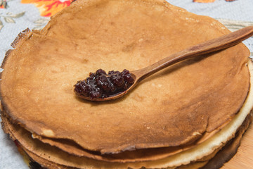 Buttercakes traditional for Russian pancake week