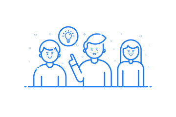 Vector illustration of banner in flat line style.