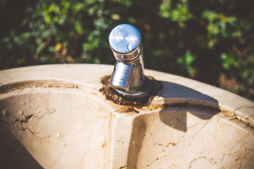 closeup of old faucet