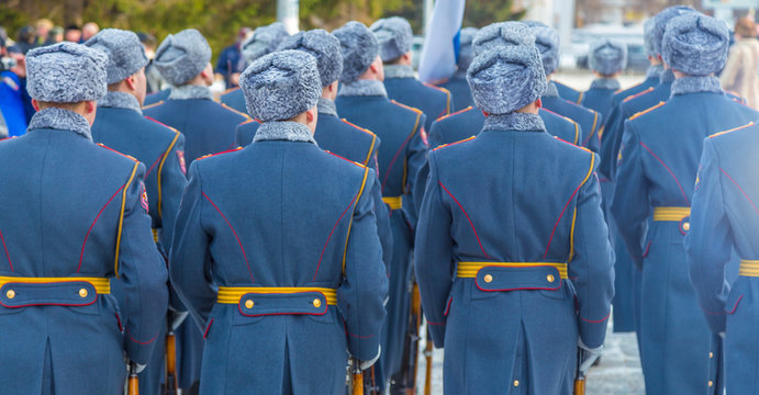 Military Parade In The Winter In Russia