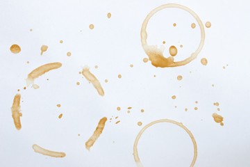 Spot from a cup of coffee on white paper / Coffee Stains Set / coffee paint stains