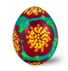 Hand painted easter egg isolated in white background with clipping path