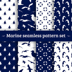 Marine seamless pattern set vector background © maribom