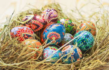 Ukrainian Easter Eggs on straw