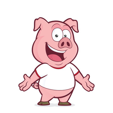 Pig Wearing A White T Shirt