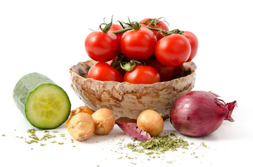 Tomaten, Gurken, Zwiebeln