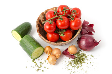 Tomaten, Gurken, Zwiebeln