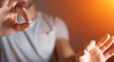 Businessman showing his empty hand