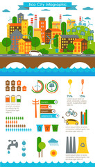 Environment, ecology infographic elements, ecosystem. Can be used for background, layout, banner, diagram, web design, brochure template. Vector illustration