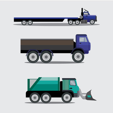 Heavy industrial vehicles image design set