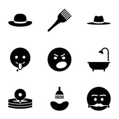 Set of 9 head filled icons
