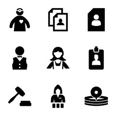 Set of 9 occupation filled icons