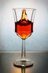 wine splashing in a glass