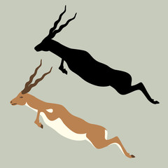 antelope vector illustration style Flat set silhouette