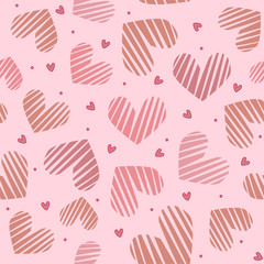 Pink heart seamless pattern. Valentines day concept. Love background

