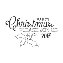 Naklejka na ściany i meble 2017 Christmas Party Black And White Invitation Card Design Template With Calligraphic Text