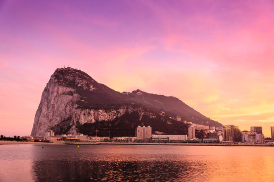 Sunset Over The Rock Of Gibraltar