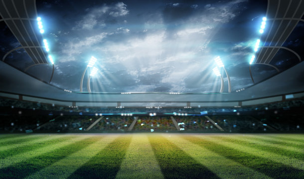 lights at night and stadium 3d render,