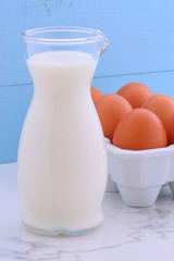 Fresh eggs and milk