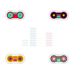 Set of color label design collection of music recorder