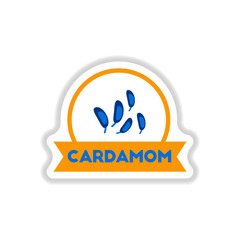 Label icon on design sticker collection kitchenware seasoning cardamom with ribbon