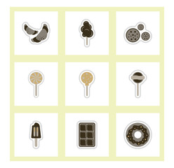 label icon on design sticker collection candy and sweets set